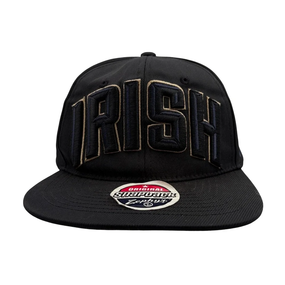 Zephyr Hat Men OS Black Notre Dame Fighting Irish Snapback Flat Bill Embroidered